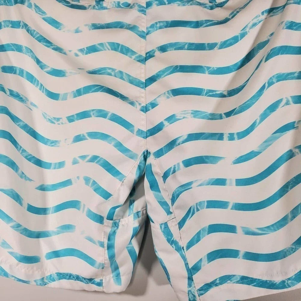 Sperry Swim Bottom Watershort Wave Stripe Knock Out Board Short Blue Size 30